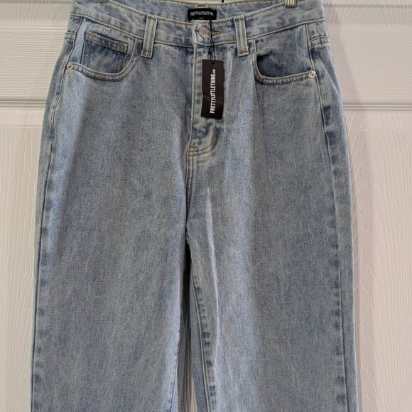 PrettyLittleThing Women's Light Blue Wash Split Hem Jeans US 4 NWT - Picture 4 of 15